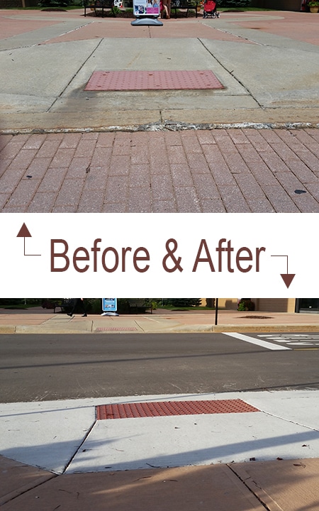 Before & After photos of a curb ramp